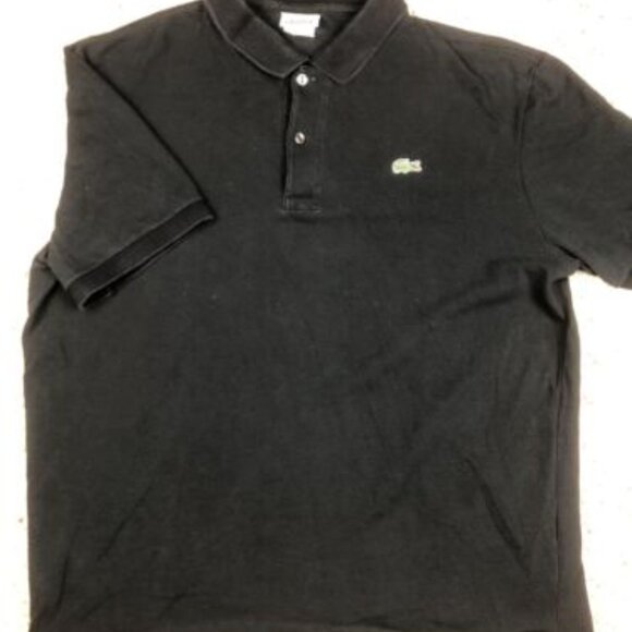 Lacoste Polo Shirt Mens Black Size 7 Short Sleeve Casual Crocodile Logo COLLARED - Picture 1 of 8